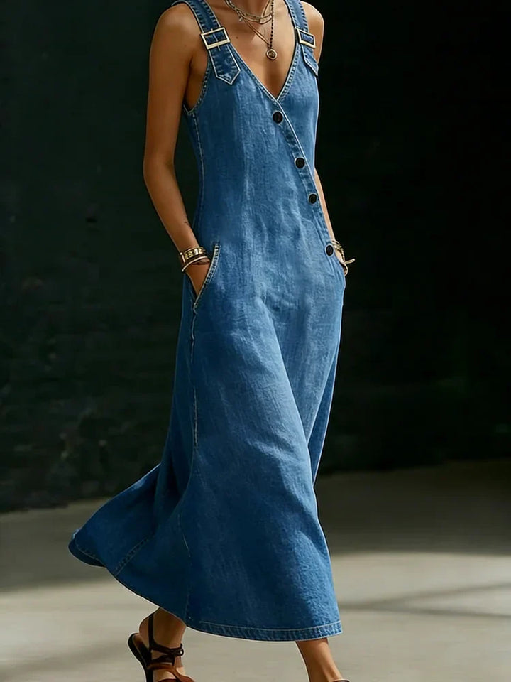 Vera | Long Denim Button Down Dress