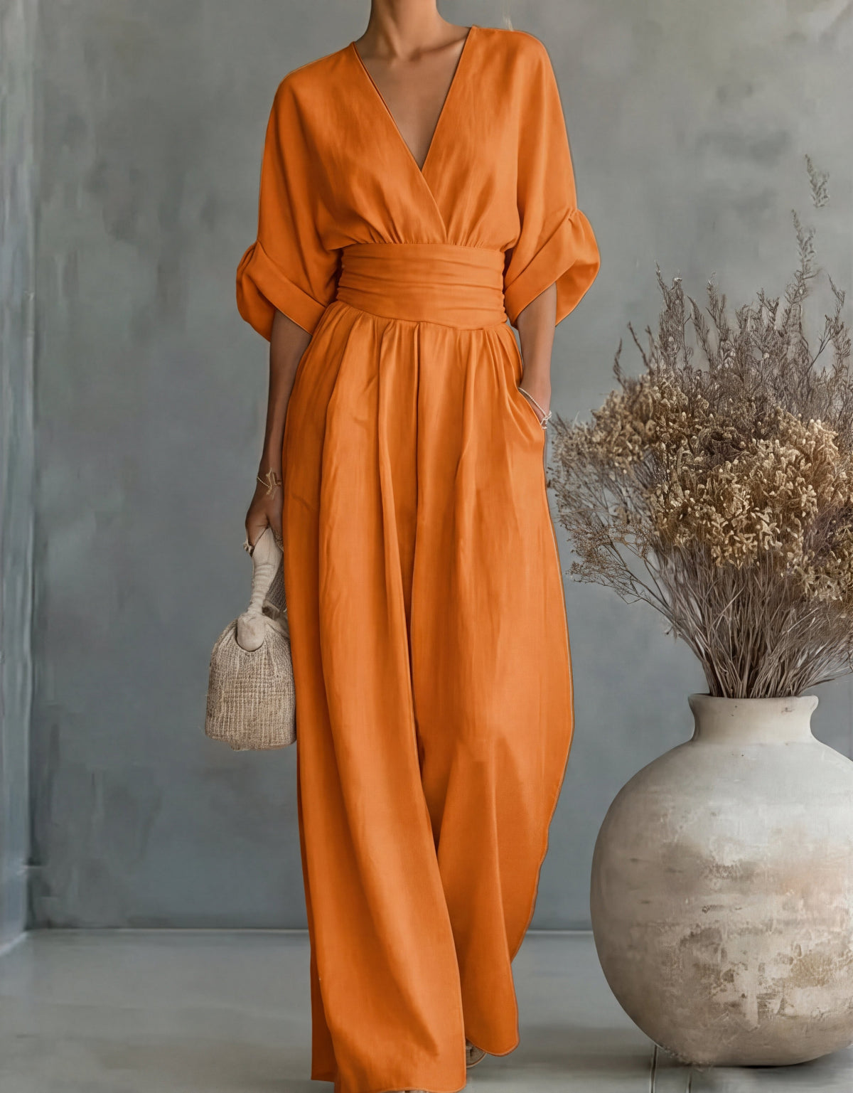 Daniela - Elegant V-neck Jumpsuit with Wide Legs