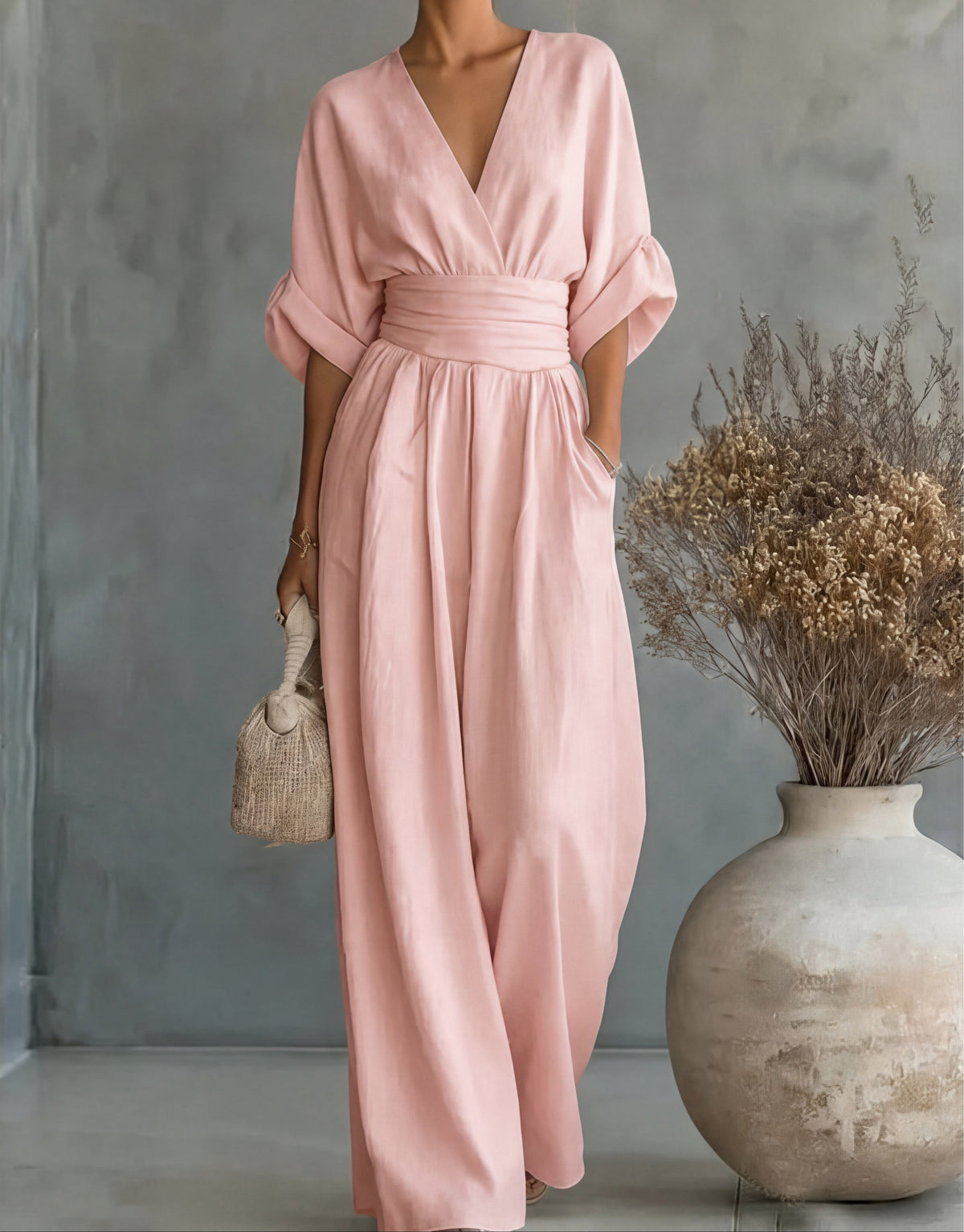 Daniela - Elegant V-neck Jumpsuit with Wide Legs