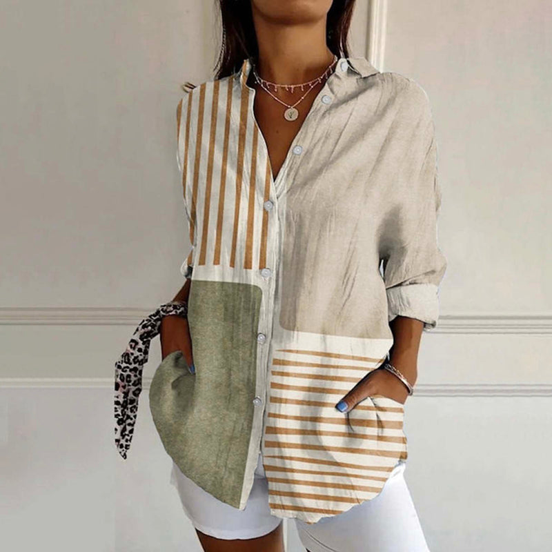 Carola | Colour Block Striped Blouse
