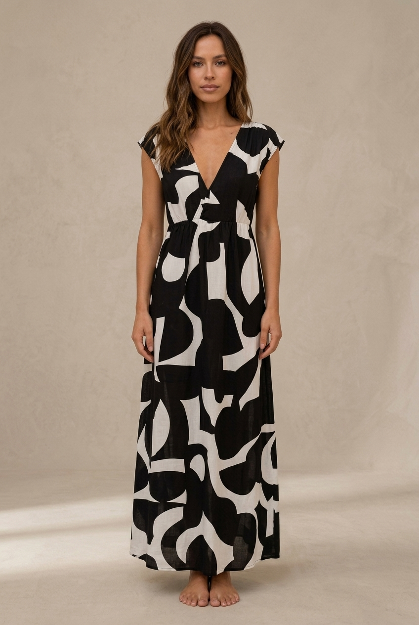 Camelia | Fluid midi dress with vibrant print