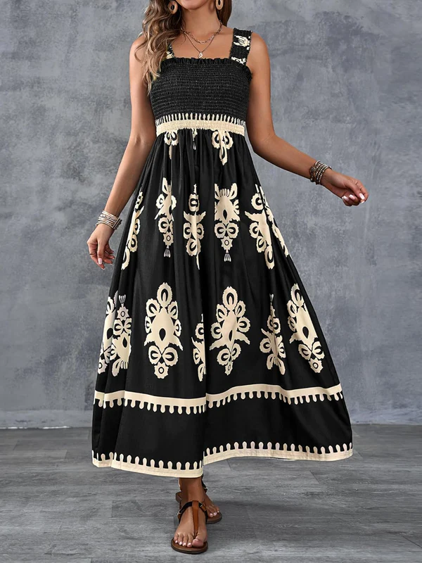 Martina | Maxi dress with artistic print and elastic waistband