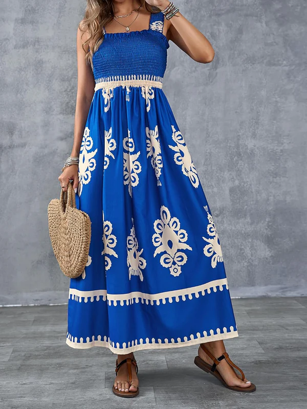 Martina | Maxi dress with artistic print and elastic waistband