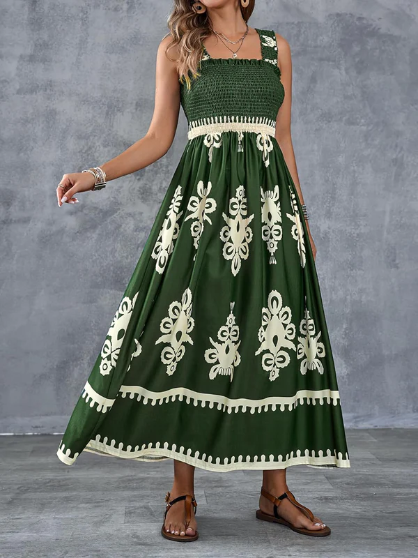 Martina | Maxi dress with artistic print and elastic waistband