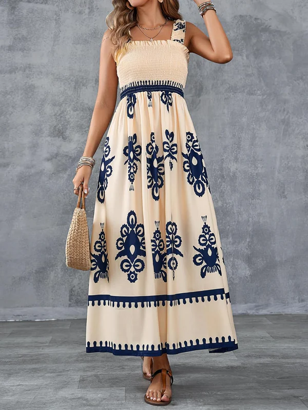 Martina | Maxi dress with artistic print and elastic waistband