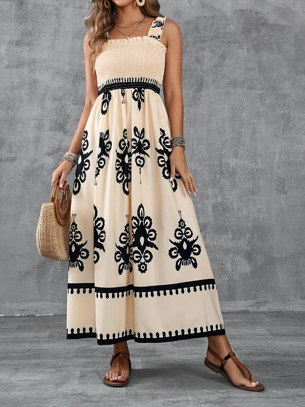 Martina | Maxi dress with artistic print and elastic waistband