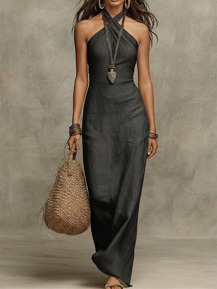 Avelina™ – Voluminous long dress with American collar