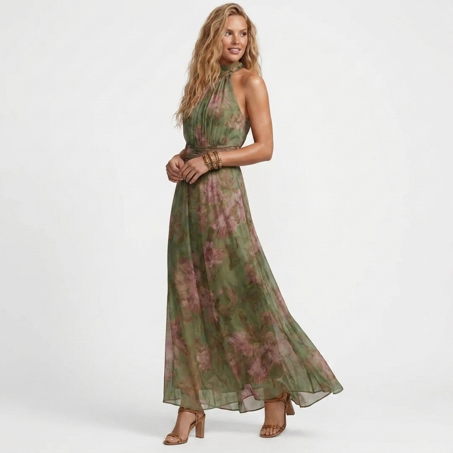 Theia - Green Floral Maxi Dress