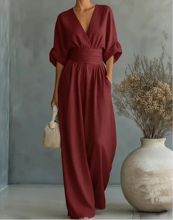 Daniela - Elegant V-neck Jumpsuit with Wide Legs