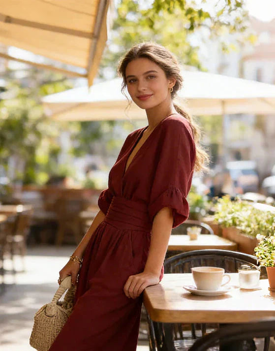 Daniela - Elegant V-neck Jumpsuit with Wide Legs