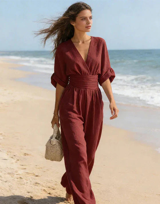 Daniela - Elegant V-neck Jumpsuit with Wide Legs