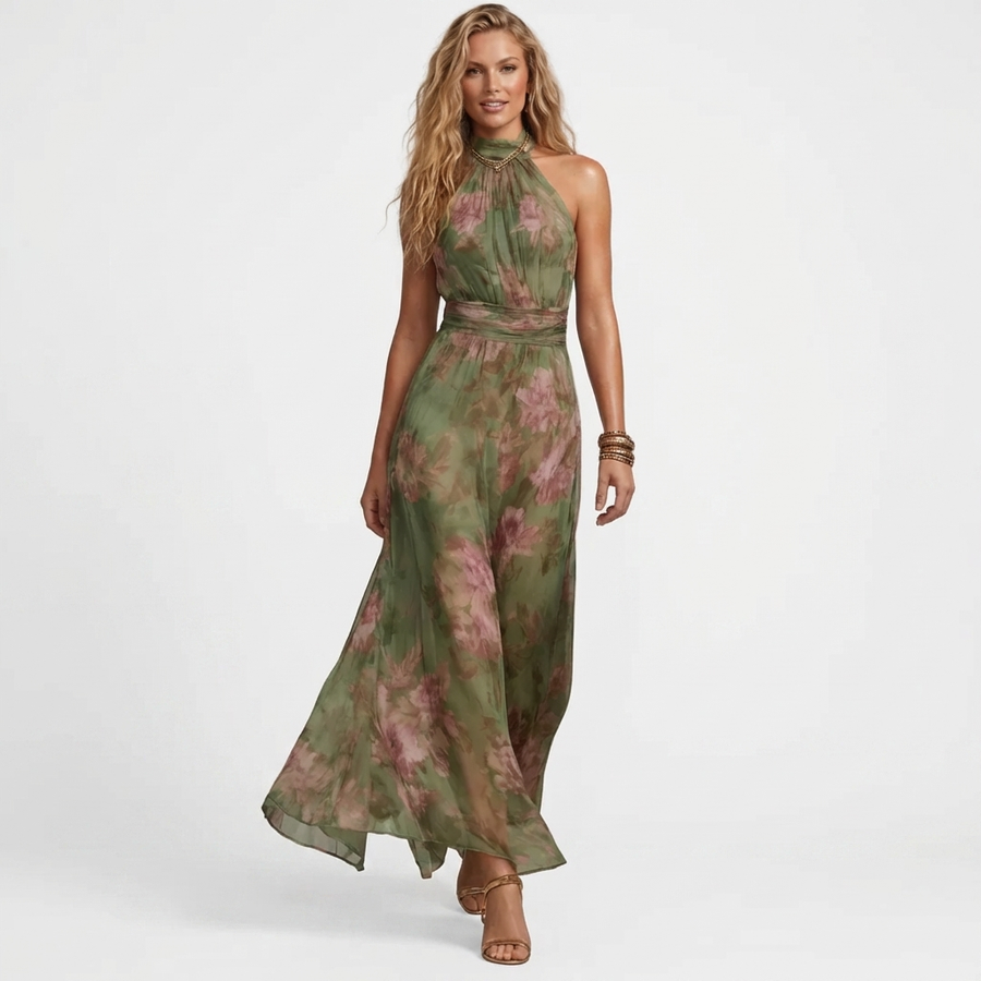 Theia - Green Floral Maxi Dress