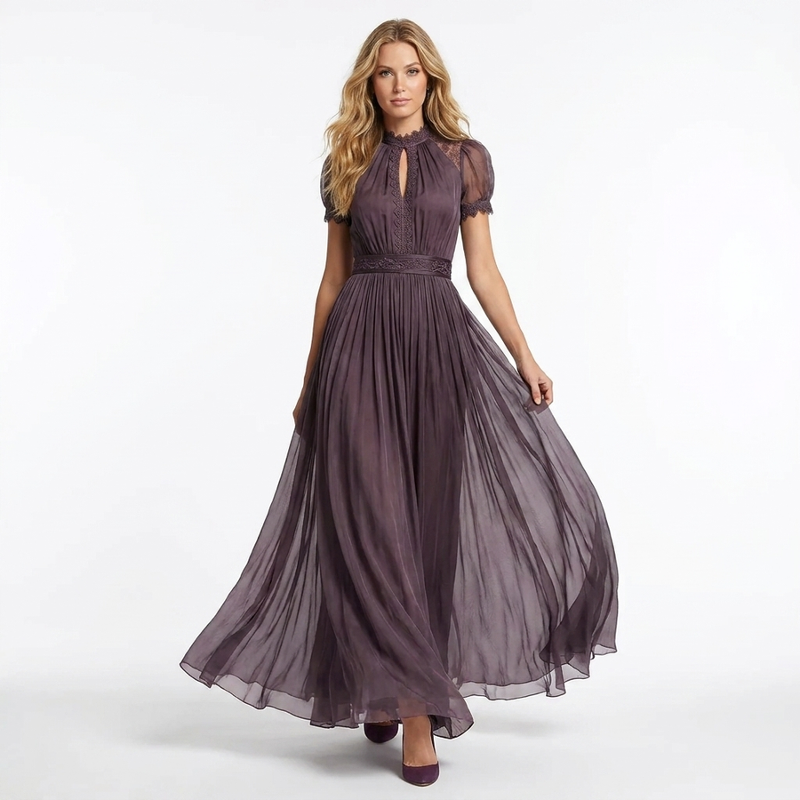 Karine - Long Dress with Low Neckline