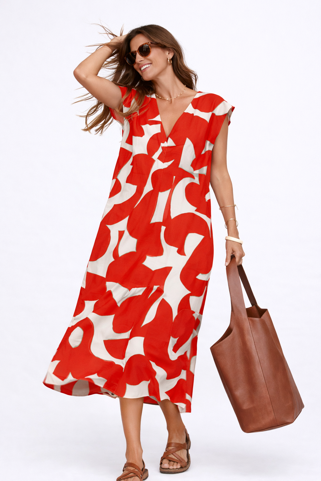 Camelia | Fluid midi dress with vibrant print