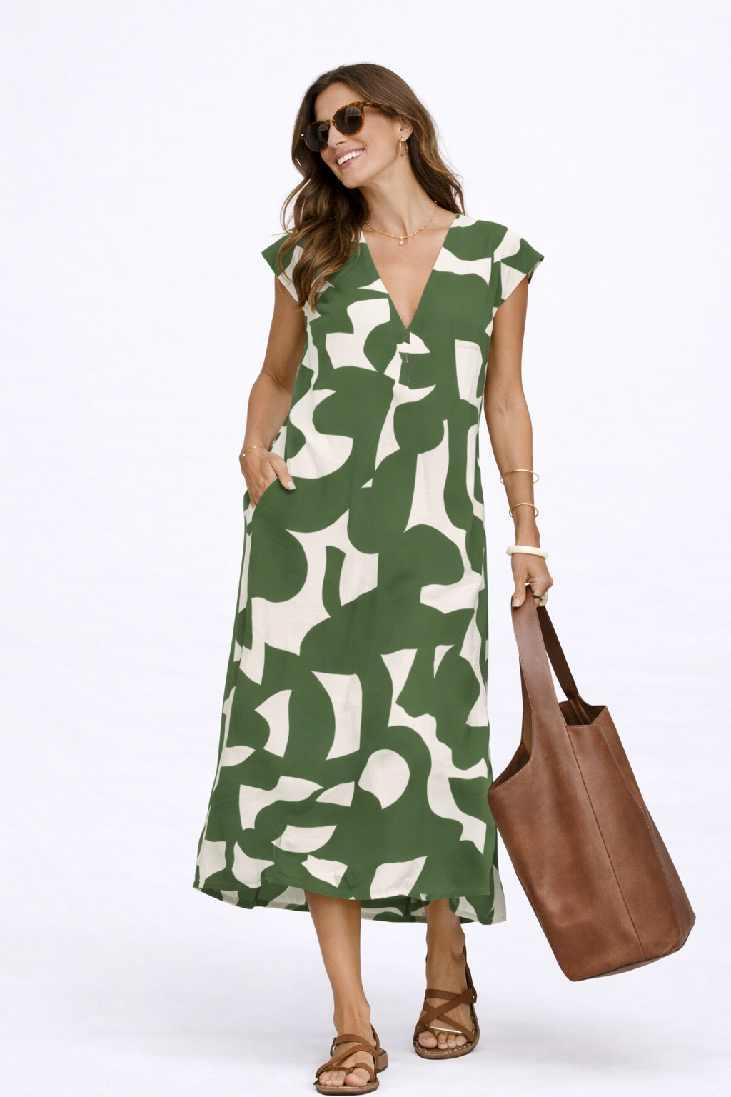 Camelia | Fluid midi dress with vibrant print